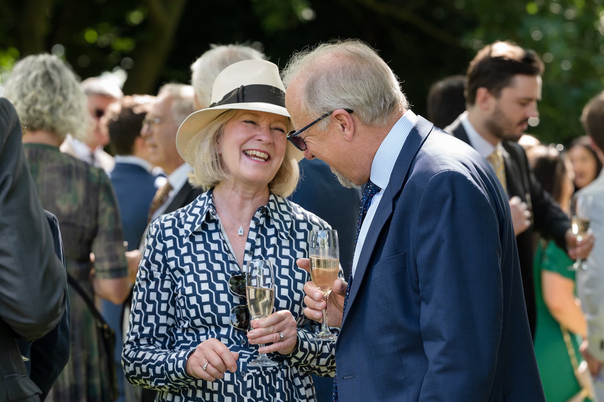 Wedding guests chatting during the drinks reception