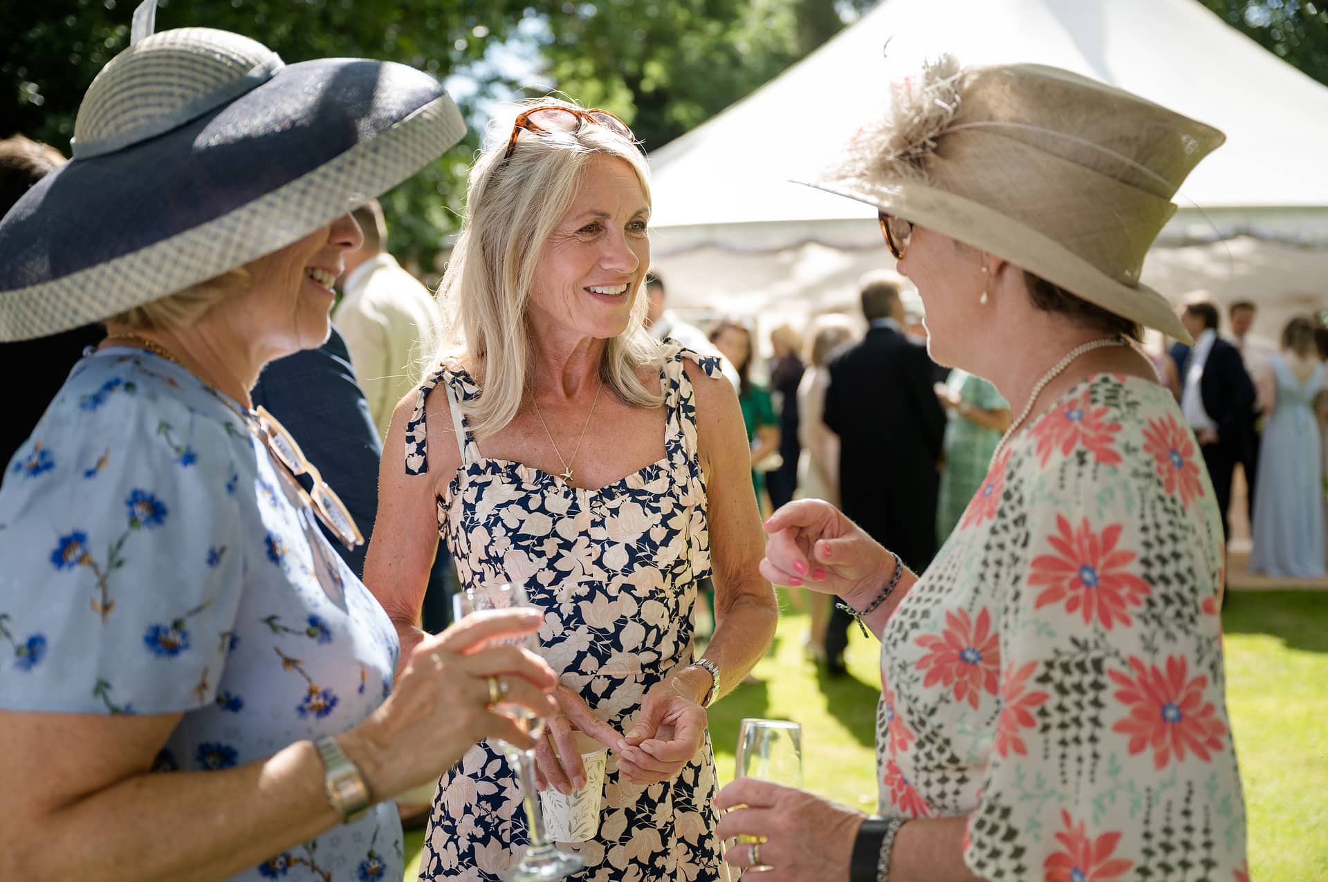 Wedding guests chatting during the drinks reception