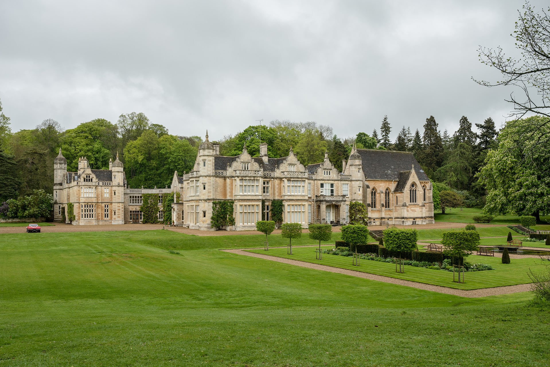 The back view of Exton Park Hall